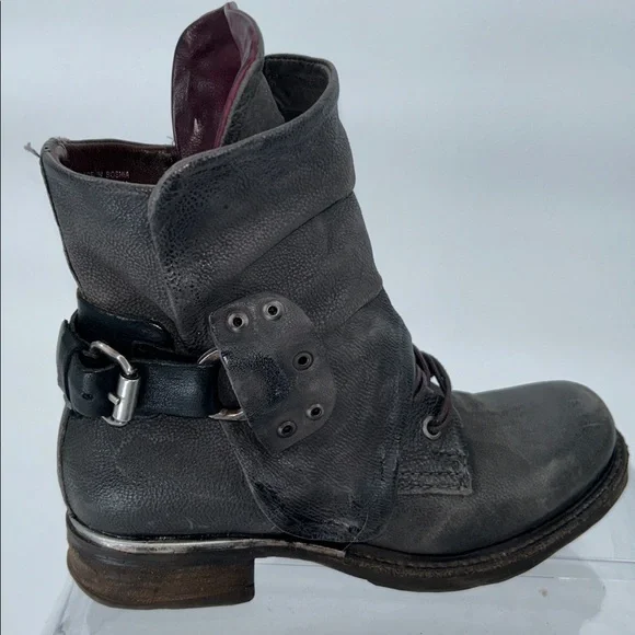 A.S.98 Leather Ankle Boots Gray Buckle Zip Made in Bosnia Size 36 - Picture 5 of 15